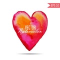Watercolor painted red pink orange heart, vector element for your design. Hand-drawn. On white background Royalty Free Stock Photo