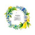 Watercolor painted summer wreath