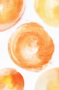 Watercolor painted texture with yellow, orange and red circles Royalty Free Stock Photo