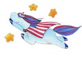 Watercolor-painted unicorn on the occasion of the independence day of america Royalty Free Stock Photo