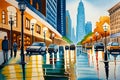 Watercolor painting of Abstract art of cityscape Royalty Free Stock Photo