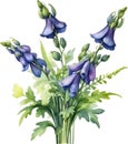 Watercolor painting of Aconite flower. AI-Generated.