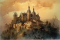 Watercolor painting of the Alcazar of Segovia.