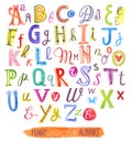 Watercolor painting alphabet file, a set of letters Royalty Free Stock Photo