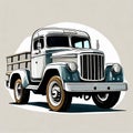 Watercolor painting of ancient truck, old fashioned, generative ai