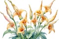 Watercolor painting of Angel\'s trumpet flower. Ai-Generated