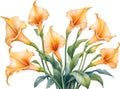 Watercolor painting of Angel\'s trumpet flower. Ai-Generated