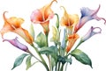 Watercolor painting of Angel\'s trumpet flower. Ai-Generated