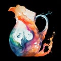 Watercolor painting of Aquarius water jug Royalty Free Stock Photo