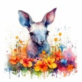 Watercolor Painting of Baby Aardvark in Colorful Flower Field Animal Art Ideal for Greeting Cards and Art Prints