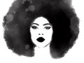 Watercolor painting black hair afro woman Royalty Free Stock Photo