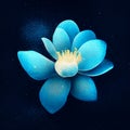 watercolor painting of blue lotus flower on dark blue background. generative AI Royalty Free Stock Photo