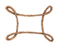 Watercolor painting of Brown rope frame with knots. Royalty Free Stock Photo