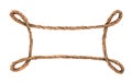 Watercolor painting of Brown rope frame with knots. Royalty Free Stock Photo