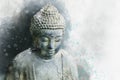 Watercolor painting of a buddha statue, sign for peace and wisdom Royalty Free Stock Photo