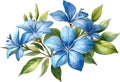 Watercolor painting of Cape Plumbago flower. Ai-Generated