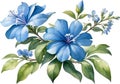 Watercolor painting of Cape Plumbago flower. Ai-Generated