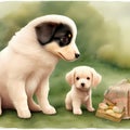 Best Friends Forever - Watercolor Painting of Two Cute Puppies Royalty Free Stock Photo