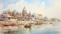 Lagoon Of India Watercolor Illustration
