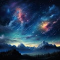 Watercolor Painting of Celestial Symphony During a Meteoric Overture