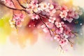 Watercolor Painting Cherry blossoms flower Royalty Free Stock Photo