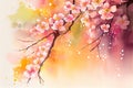 Watercolor Painting Cherry blossoms flower Royalty Free Stock Photo