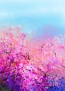 Watercolor painting Cherry blossoms Royalty Free Stock Photo