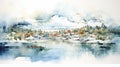 Delta Of Sweden: Captivating Watercolor Illustration Of A Winter Lake