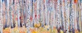 Watercolor painting colorful autumn trees of forest, aspen Royalty Free Stock Photo