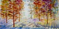 Watercolor painting colorful autumn trees Royalty Free Stock Photo