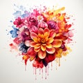 watercolor painting of colorful flowers on a white background Royalty Free Stock Photo