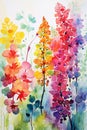 Watercolor painting of colorful orchids. Spring floral printable artwork Royalty Free Stock Photo