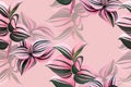 Watercolor painting colorful tropical green,pink leaves seamless pattern background.Watercolor hand drawn illustration tropical ex Royalty Free Stock Photo