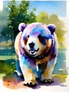 watercolor painting of cute bear, Ai generated