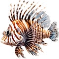 Watercolor painting of a cute lionfish (Pterois). AI-Generated.