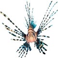 Watercolor painting of a cute lionfish (Pterois). AI-Generated.