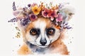 watercolor painting of cute meerkat face