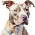 Cute Pitbull, a watercolor painting of a cute Pitbull. AI-Generated.