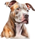 Cute Pitbull, a watercolor painting of a cute Pitbull. AI-Generated.