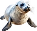 Watercolor painting of a cute Seal (Pinnipedia). AI-Generated.