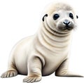 Watercolor painting of a cute Seal (Pinnipedia). AI-Generated.