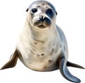 Watercolor painting of a cute Seal (Pinnipedia). AI-Generated.