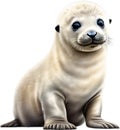 Watercolor painting of a cute Seal (Pinnipedia). AI-Generated.