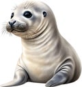 Watercolor painting of a cute Seal (Pinnipedia). AI-Generated.