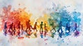 watercolor painting depicts a diverse group of International Day of Disabled Persons, disability day,