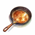 Watercolor Painting Of A Detailed Fried Frying Pan Illustration Royalty Free Stock Photo