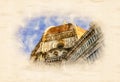 Watercolor painting of Dome of Santa Maria del Fiore Cathedral in Florence