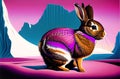 Easter bunny robot background in beautiful banner. Happy Easter Holiday Background AI Generated