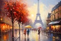 Watercolor painting of Eiffel Tower in Paris, France Royalty Free Stock Photo