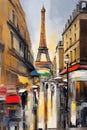 Watercolor painting, Eiffel Tower in Paris, France Royalty Free Stock Photo